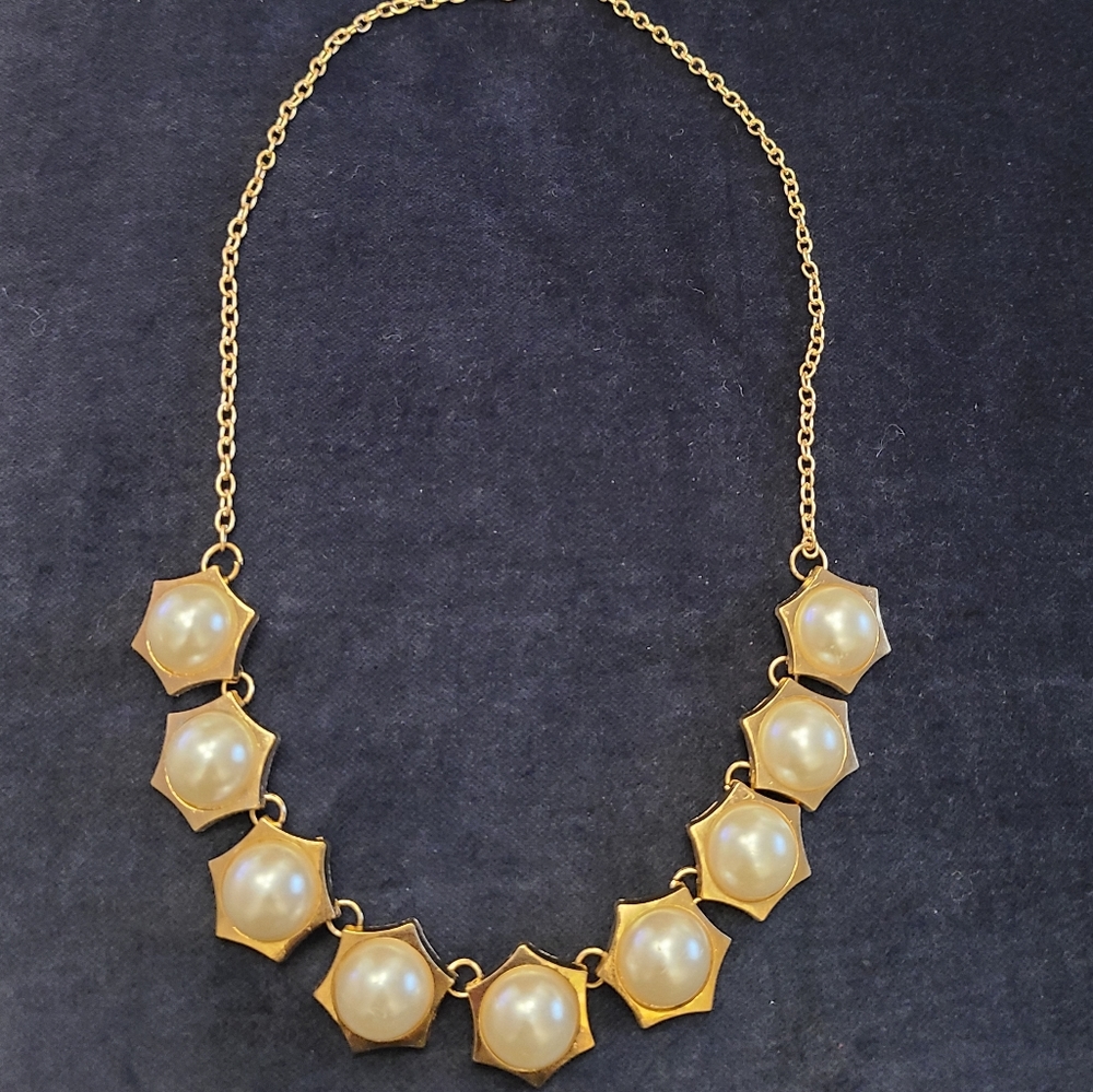 Statement Necklace with Faux-Pearl Accents